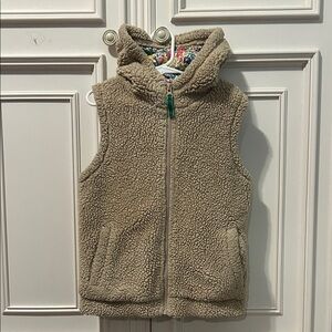 Mini Boden Beige & Multicolor Floral Patterned Fabric Cozy Vest